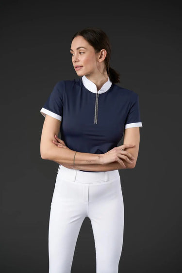 Catago Nice Navy Ladies Short Sleeve Competition Blouse| Online For Equine