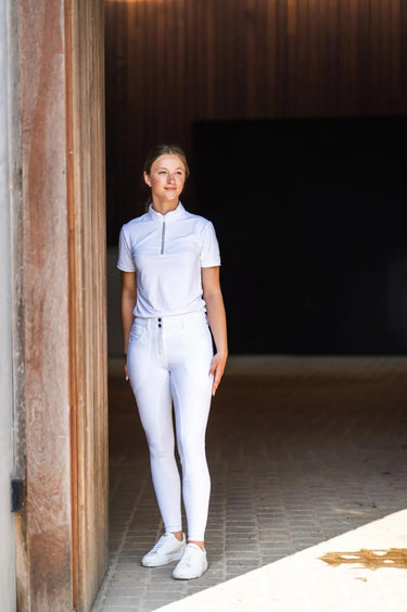 Catago Nice White Ladies Short Sleeve Competition Blouse| Online For Equine