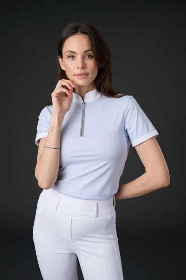 Catago Nice Xenon Blue Ladies Short Sleeve Competition Blouse| Online For Equine