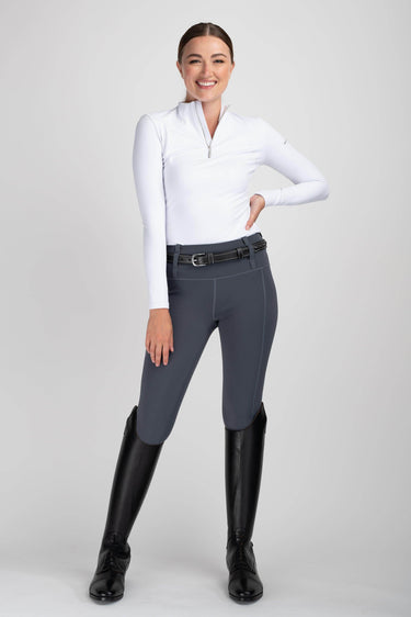 Buy Mochara Full Seat Pull On Equestrian Breeches in Charcoal Grey | Online for Equine