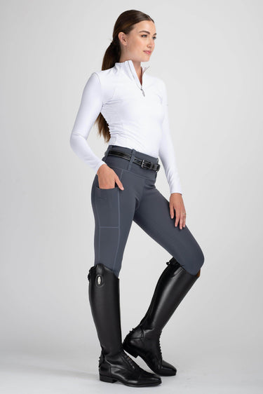 Buy Mochara Full Seat Pull On Equestrian Breeches in Charcoal Grey | Online for Equine