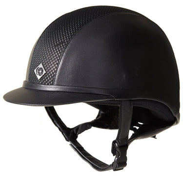 Buy Charles Owen Black / Silver Ayr8 Plus Leather Look Riding Hat | Online for Equine