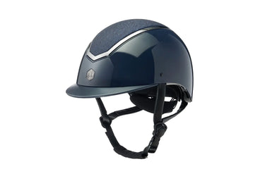 Buy Charles Owen EQX Kylo Navy Gloss & Pewter Sparkly Adjustable Riding Hat| Online for Equine