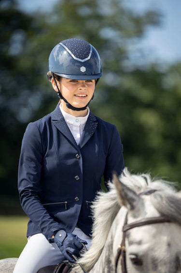 Buy Charles Owen EQX Kylo Navy Gloss & Silver Crystal MIPS Adjustable Riding Hat| Online for Equine