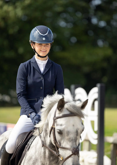 Buy Charles Owen EQX Kylo Navy Gloss & Silver Crystal MIPS Adjustable Riding Hat| Online for Equine