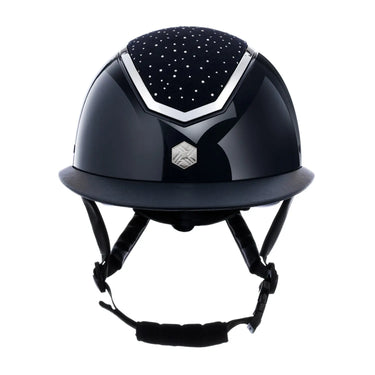Buy Charles Owen EQX Kylo Navy Gloss & Silver Crystal Wide Peak MIPS Adjustable Riding Hat| Online for Equine