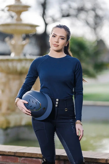 Buy Charles Owen EQX Kylo Navy Matte & Pewter Wide Peak MIPS Adjustable Riding Hat| Online for Equine