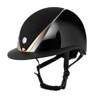 Charles Owen EQx Hyda Standard Peak MIPS Riding Helmet- Black Gloss / Rose Gold (Sparkly)