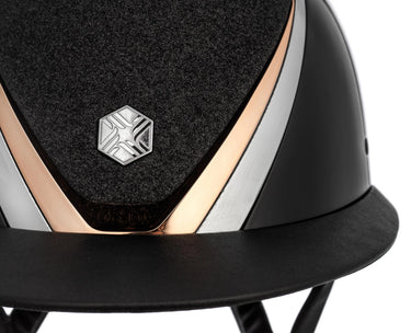 Charles Owen EQx Hyda Standard Peak MIPS Riding Helmet- Black Gloss / Rose Gold (Sparkly)