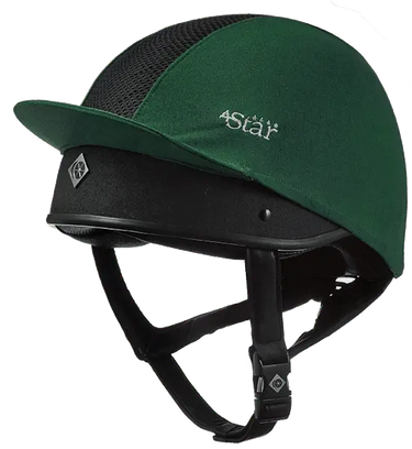 Buy the Charles Owen Hunter Green 4 Star Ventilated Hat Silk | Online for Equine