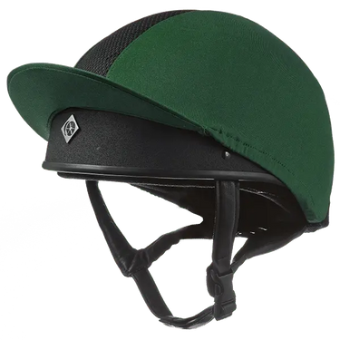 Buy the Charles Owen Hunter Green Pro II Plus Lycra Hat Silk | Online for Equine