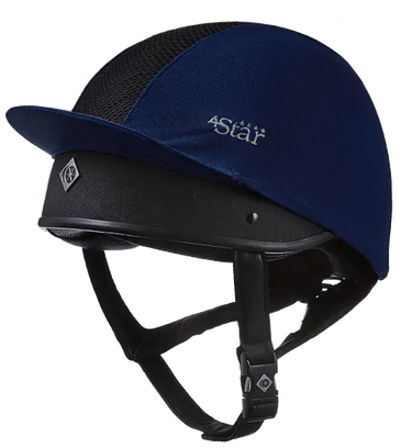 Buy the Charles Owen Navy 4 Star Ventilated Hat Silk | Online for Equine