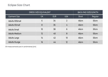 Charles Owen Eclipse Back Protector Size Chart | Online for Equine