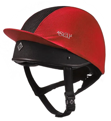 Buy the Charles Owen Red 4 Star Ventilated Hat Silk | Online for Equine