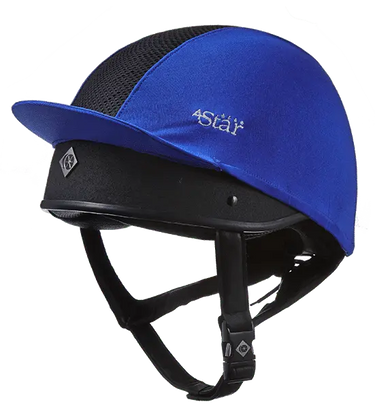 Buy the Charles Owen Royal Blue 4 Star Ventilated Hat Silk | Online for Equine