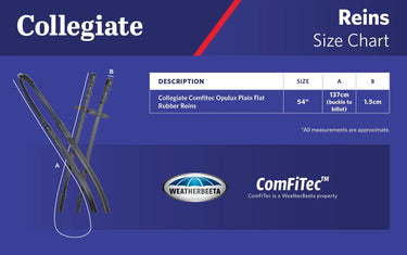 Size Guide Collegiate ComFiTec Opulux Fancy Raised Rubber Reins | Online for Equine