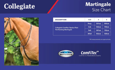 Size Guide Collegiate ComFiTec Opulux Plain Flat Running Martingale | Online for Equine