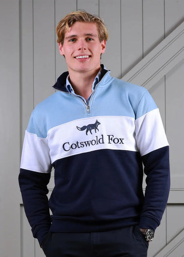 Cotswold Fox Cirencester Cornflower Blue Quarter Zip| Online For Equine