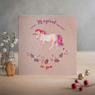 Buy Deckled Edge "Believe in Santa & Unicorns" Horse Christmas Card| Online for Equine