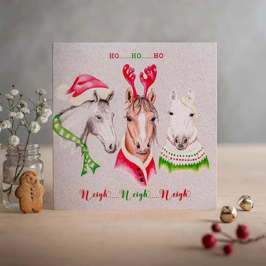 Buy Deckled Edge "Ho Ho Ho" Horse Christmas Card| Online for Equine