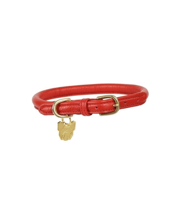 Buy Digby & Fox Red Rolled Leather Dog Collar | Online for Equine