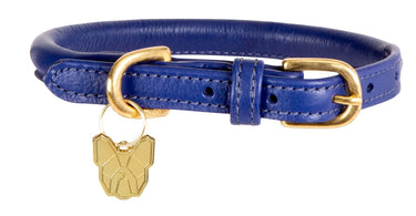 Digby & Fox Navy Rolled Leather Dog Collar| Online For Equine