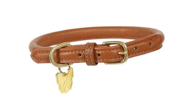 Digby & Fox Tan Rolled Leather Dog Collar| Online For Equine