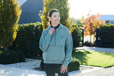 Dublin 1/4 Zip Hooded Fleece Pullover Washed Teal| Online For Equine