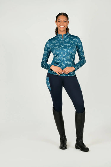 Buy Dublin Ladies Autumn Sally Legion Blue Long Sleeve Riding Top| Online for Equine