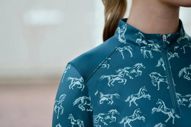 Buy Dublin Ladies Autumn Sally Legion Blue Long Sleeve Riding Top| Online for Equine