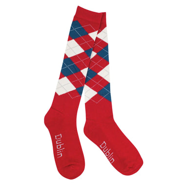 Dublin Red/Navy/White Argyle Socks| Online For Equine