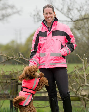 Buy Equisafety Pink Hi Vis Winter Inverno Equestrian Jacket | Online for Equine