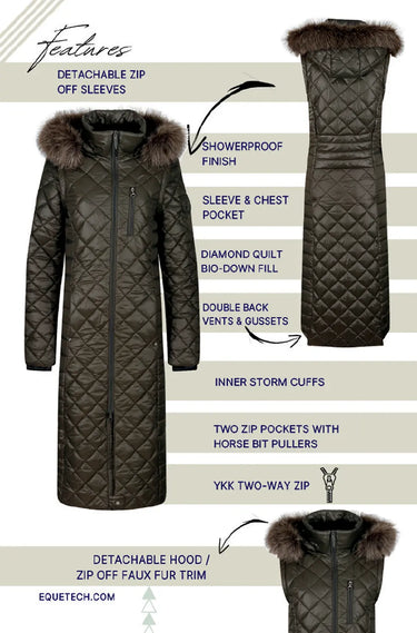 Buy the Equetech 2 in 1 Quilt Longline Coat | Online for Equine