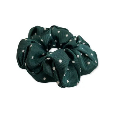 Buy the Equetech Bottle Green/White Polka Dot Hair Scrunchie | Online for Equine