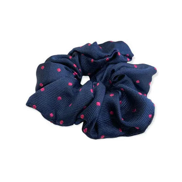 Equetech Navy/Cerise Polka Dot Hair Scrunchie | Online for Equine