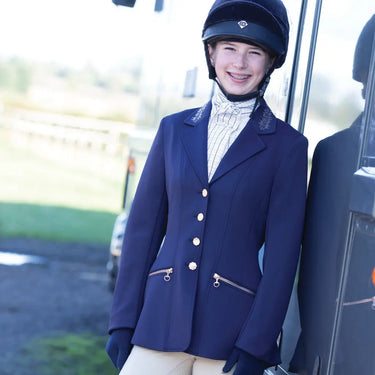 Equetech Navy Children's Junior Crystal Showerproof Competition Jacket| Online For Equine