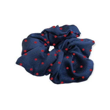 Buy the Equetech Navy/Red Polka Dot Hair Scrunchie | Online for Equine