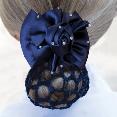 Equetech Navy/Silver Ladies Dressage Rosette Ribbon Bow & Net| Online For Equine