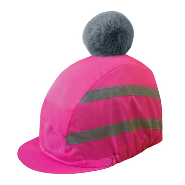 Buy the Equetech Pink Hi-Vis Water Resistant Deluxe Pom Hat Silk | Online for Equine