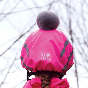 Buy the Equetech Pink Hi-Vis Water Resistant Deluxe Pom Hat Silk | Online for Equine