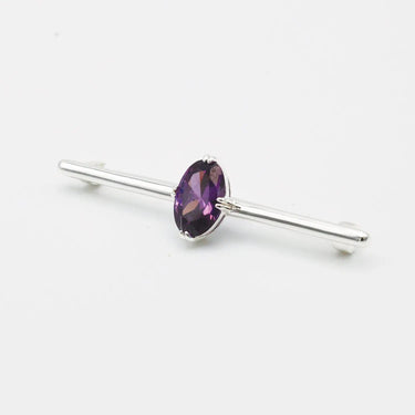 Equetech Silver Ladies Deluxe Amethyst Stock Pin