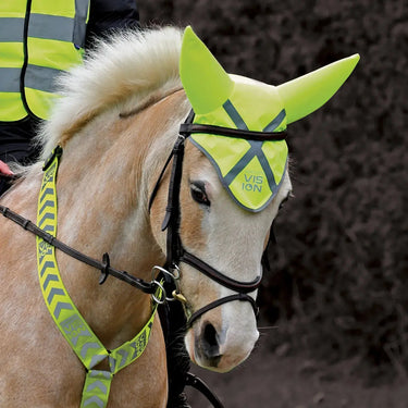 Buy the Equetech Yellow Hi-Vis Vision Water Resistant Acoustic Horse Ear Bonnet | Online for Equine