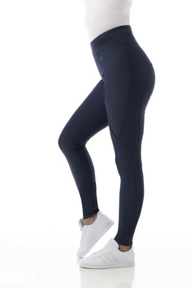 Buy Equi-Theme Ladies Navy Full Silicone Seat Water-Repellent Softshell Breeches| Online for Equine