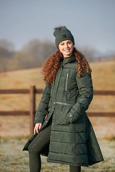 Buy Equipage Ladies Quilted Candice Spruce Green Long Jacket - UK 16| Online for Equine