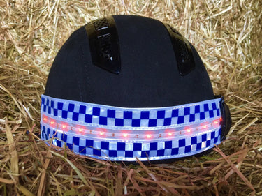 Buy Equisafety Polite LED Rechargeable Flashing Hat Band-Blue Check| Online for Equine