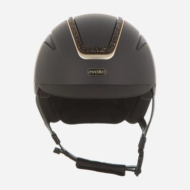 Evoke Callisto Classic Peak Riding Hat Black Gold Crystal Frame| Online For Equine
