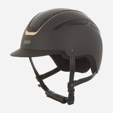 Evoke Callisto Classic Peak Riding Hat Black Gold Crystal Frame| Online For Equine
