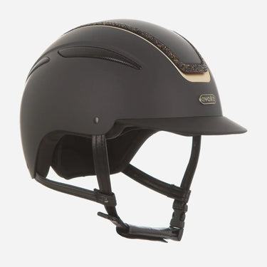 Evoke Callisto Classic Peak Riding Hat Black Gold Crystal Frame| Online For Equine