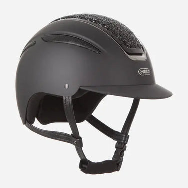 Evoke Callisto Classic Peak Riding Hat Black with Black Crystal Panel| Online For Equine