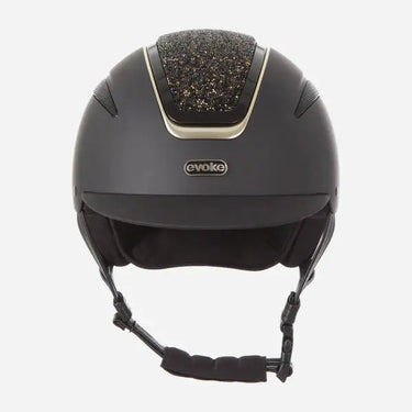 Evoke Callisto Classic Peak Riding Hat Black with Gold Crystal Panel| Online For Equine